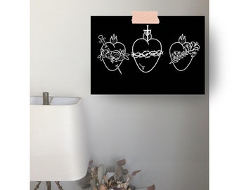 Dibujo de línea minimalista del corazón de la Sagrada Familia - DESCARGA DIGITAL