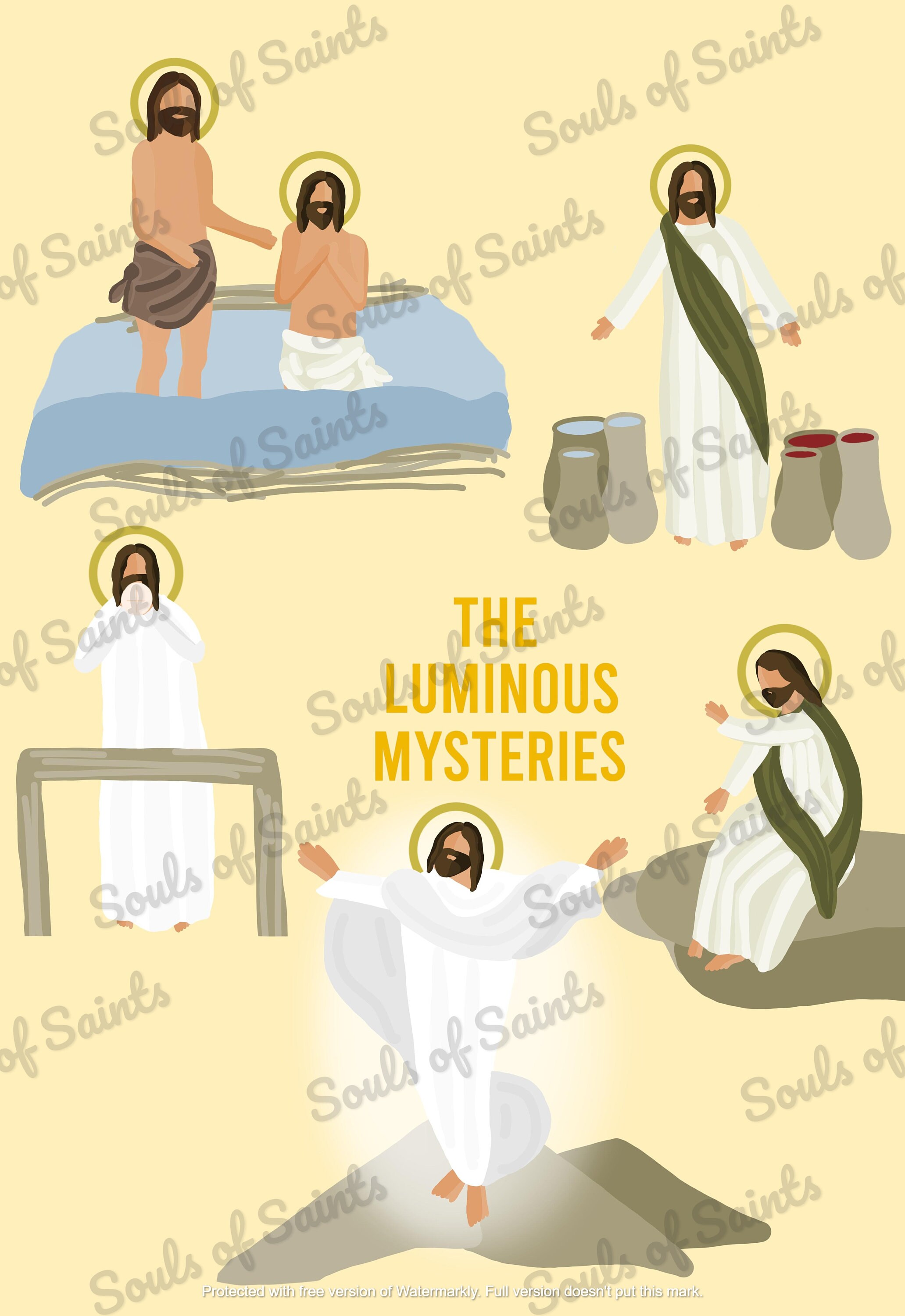 Mysteries of the Rosary Set of 4 Minimalist Prints - DIGITAL DOWNLOAD ...