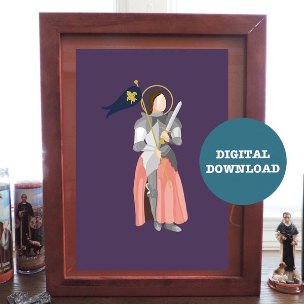 St. Joan of Arc Minimalist Print - DIGITAL DOWNLOAD