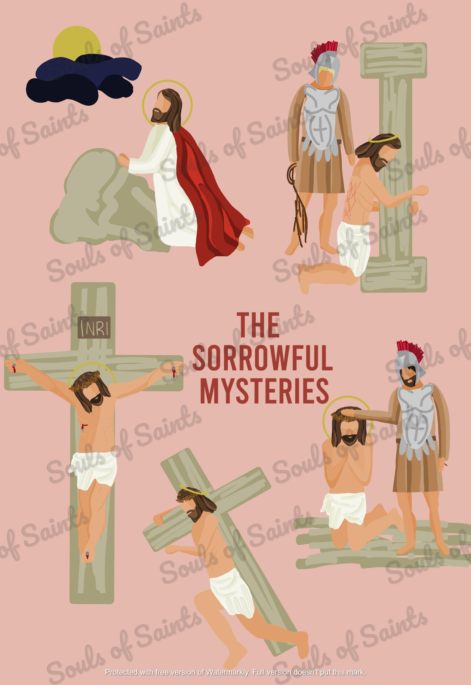 Mysteries of the Rosary Set of 4 Minimalist Prints - DIGITAL DOWNLOAD ...