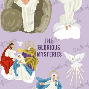 Mysteries of the Rosary Set of 4 Minimalist Prints - DIGITAL DOWNLOAD ...