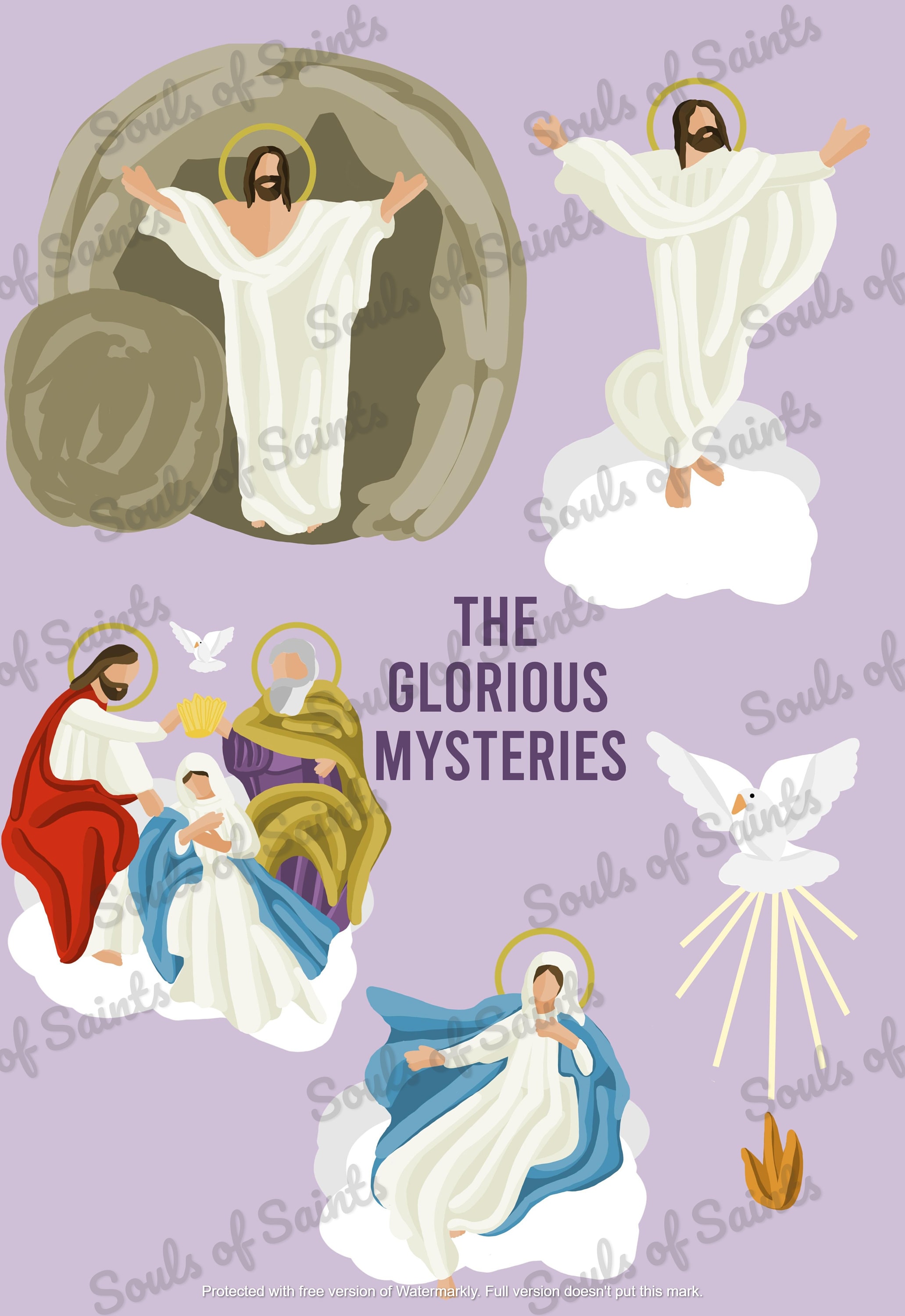 Mysteries of the Rosary Set of 4 Minimalist Prints - DIGITAL DOWNLOAD ...