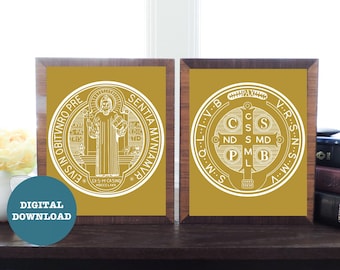 Minimalistische prints Sint-Benedictusmedaille (DIGITAL DOWNLOAD)