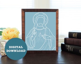 Sacred Heart of Jesus Minimalist Print (DIGITAL DOWNLOAD)