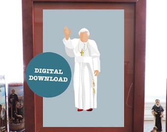 Pope Benedict XVI, Pope Emeritus, Minimalist Print - DIGITAL DOWNLOAD