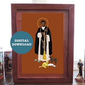 San Martin de Porres Minimalist Print - DIGITAL DOWNLOAD