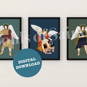 Die Erzengel (St. Michael, St. Gabriel, St. Raphael) Minimalistische Drucke 3er Set - DIGITAL DOWNLOAD