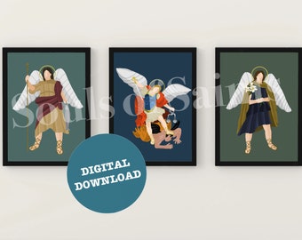 Die Erzengel (St. Michael, St. Gabriel, St. Raphael) Minimalistische Drucke 3er Set - DIGITAL DOWNLOAD