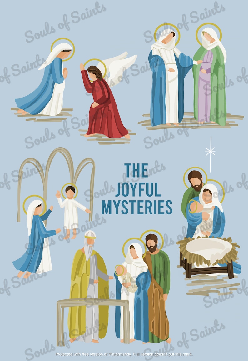 Mysteries of the Rosary Set of 4 Minimalist Prints - DIGITAL DOWNLOAD ...