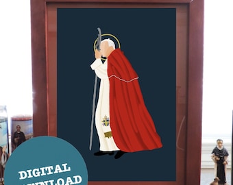 St. Pope Johannes Paul II minimalistischer Druck - DIGITALER DOWNLOAD