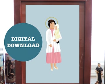Impresión minimalista de Santa Gianna Beretta Molla - DESCARGA DIGITAL
