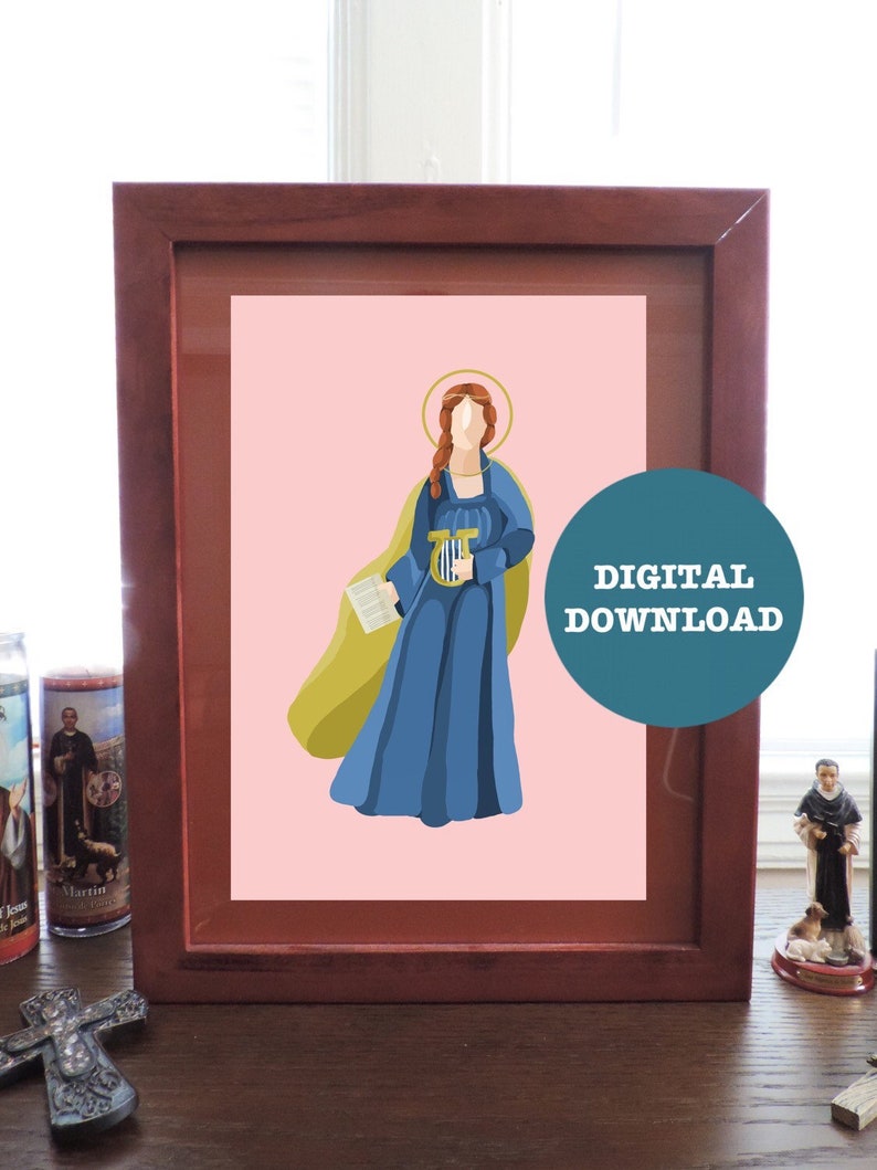St. Cecilia Minimalist Print - DIGITAL DOWNLOAD - Patron Saint of Music ...