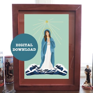 Stella Maris, Our Lady Star of the Sea Minimalist Print - DIGITAL DOWNLOAD