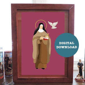 Impression minimaliste de Sainte Thérèse d&#39;Avila - TÉLÉCHARGEMENT NUMÉRIQUE