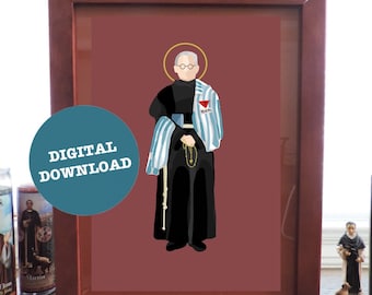St. Maximilian Kolbe Minimalist Print, Version 2 - DIGITAL DOWNLOAD