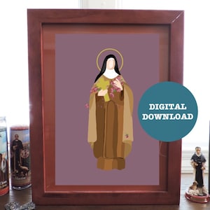 St. Therese of Lisieux Minimalist Style Drawing - DIGITAL DOWNLOAD