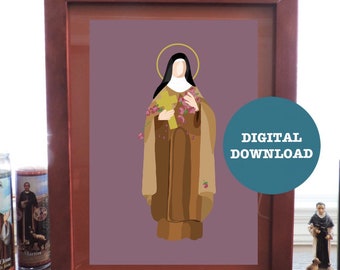 St. Therese of Lisieux Minimalist Style Drawing - DIGITAL DOWNLOAD