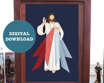 Divine Mercy Jesus Minimalist Print - DIGITAL DOWNLOAD