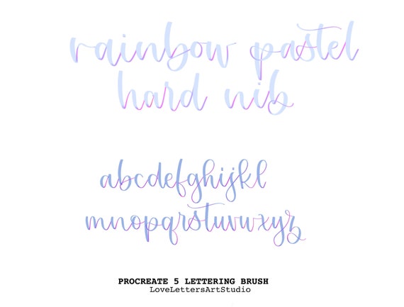 Rainbow Pastel Hard Nib Brush Pen Procreate Lettering Brushes