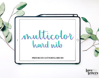 Pinceau de lettrage à plume dure multicolore | Procreate Lettering Brushes | Procreate Brush | Calligraphie Pinceau | Calligraphie Pinceau Procreate