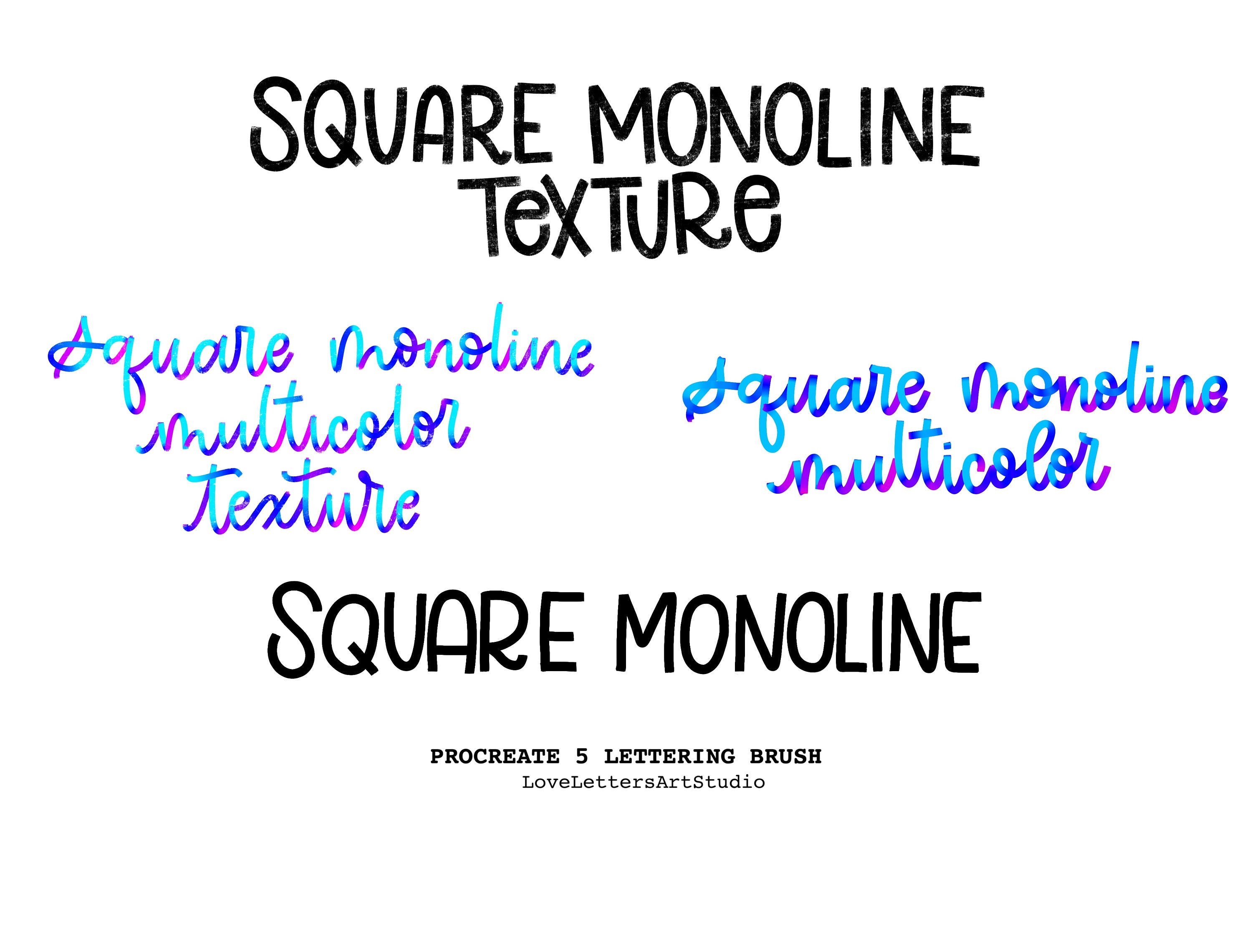 Square Monoline Procreate Lettering Brush Pack | Procreate Lettering ...