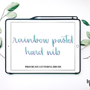 Rainbow Pastel Hard Nib Brush Pen | Procreate Lettering Brushes | Procreate Brush | Calligraphy Brush | Calligraphy Brush Procreate