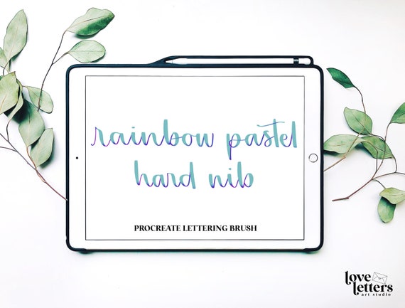 Rainbow Pastel Hard Nib Brush Pen Procreate Lettering Brushes