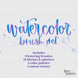 Watercolor Lettering Brush Set Pack | Procreate Lettering Brush Pack | Procreate Watercolor Brush Set | Procreate Brush Set