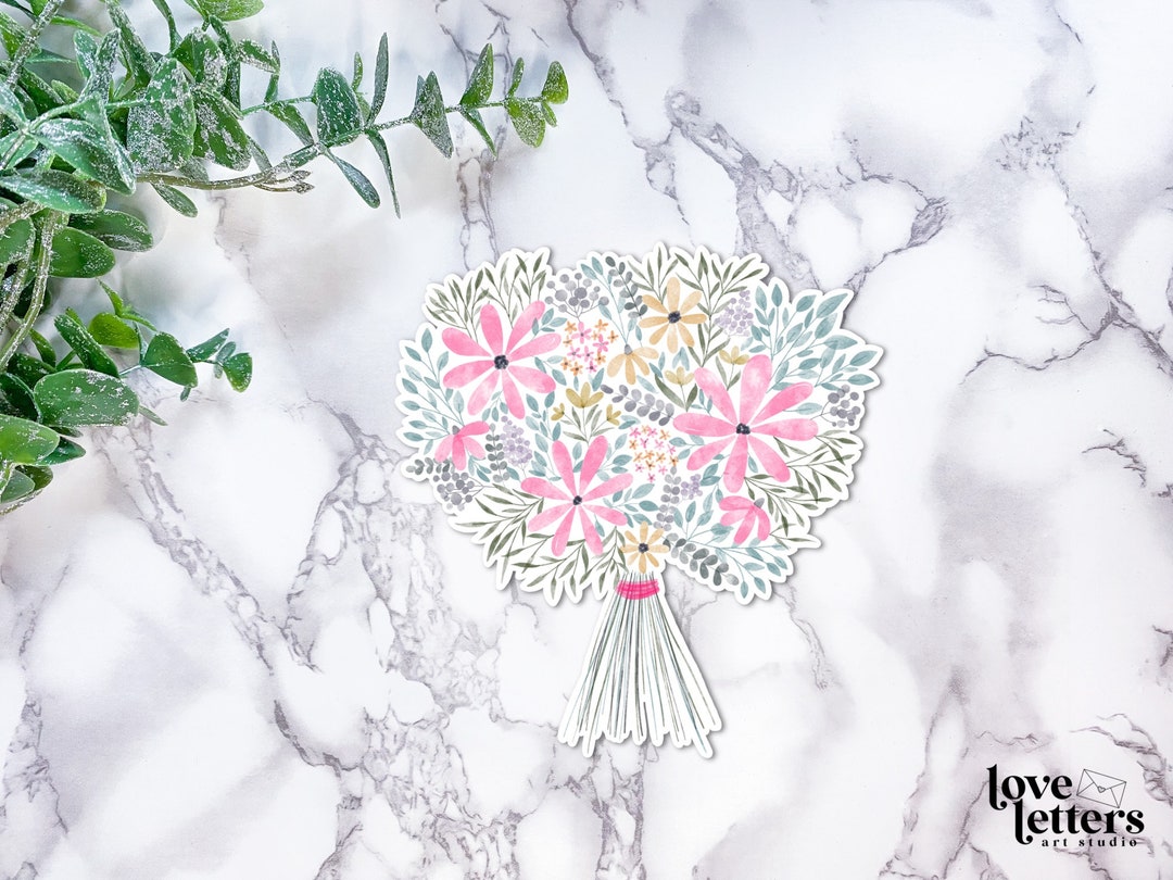Botanical Floral Die Cut Vinyl Sticker Watercolor Floral - Etsy