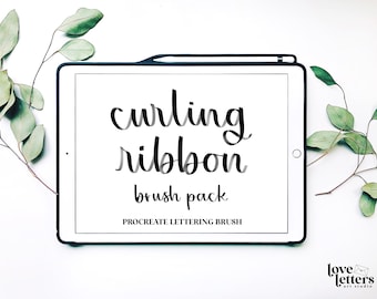 Curling Ribbon Procreate 5 Schriftzug Brush Pack | Kalligraphie Pinsel | Procreate Pinsel