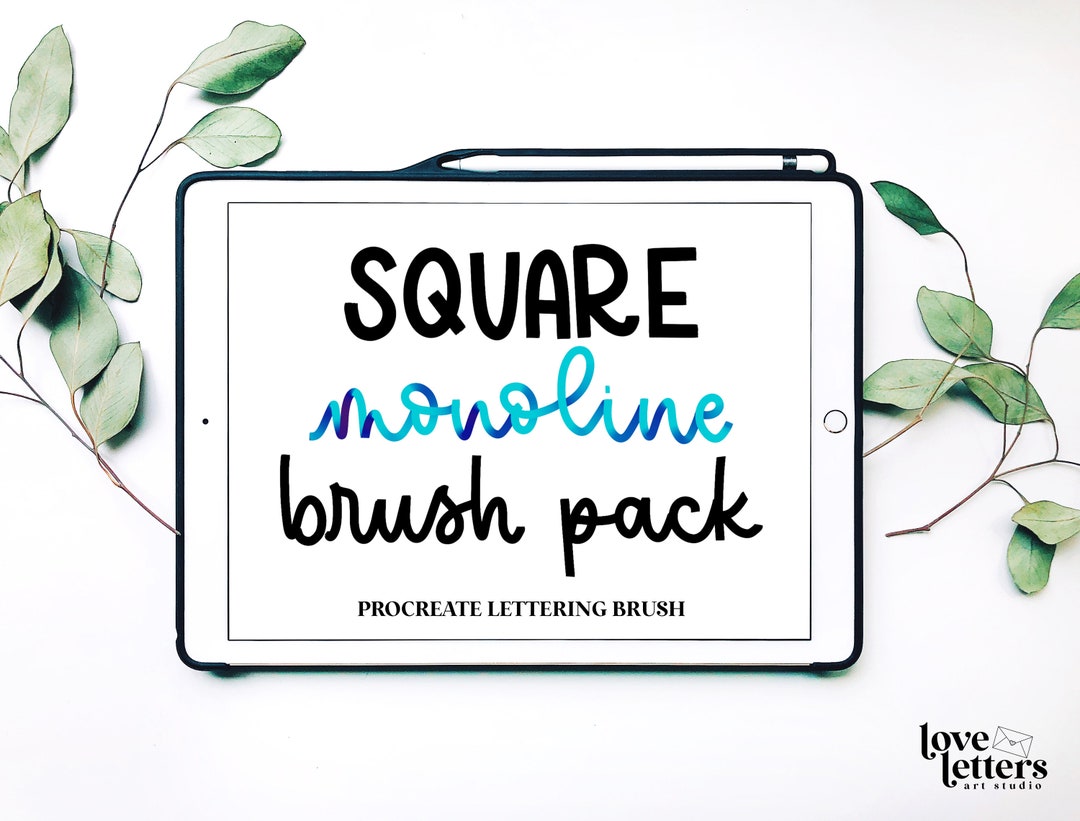 Square Monoline Procreate Lettering Brush Pack Procreate Lettering