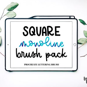 Paquete de pinceles de letras Square Monoline Procreate / Pinceles de letras Procreate / Pincel Procreate / Pincel de caligrafía Procreate