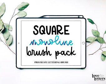 Pack de pinceaux de lettrage Square Monoline Procreate | Procreate Lettering Brushes | Procreate Brush | Calligraphie Pinceau Procreate