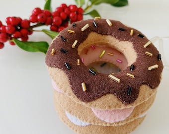 Donut, Felt donut, Donut ornament, Felt ornament, Xmas, Christmas decor, Christmas tree