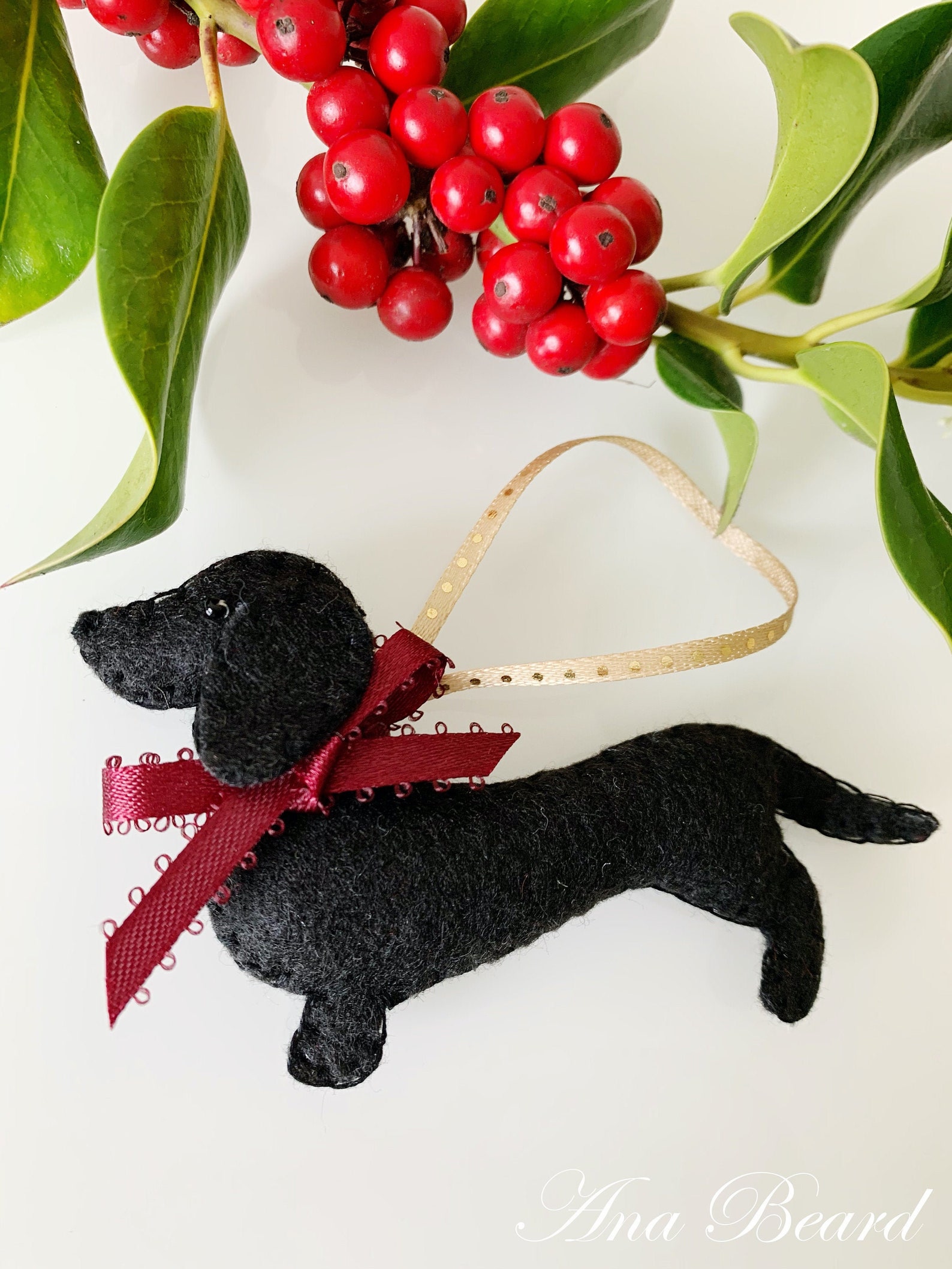 Dachshund Doxie Wiener dog Christmas ornaments felt ornaments Etsy