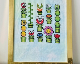 額入りスーパーマリオブラザーズクロスステッチ植物