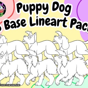 Zapłać, aby korzystać z Puppy Dog Base Pack Furry Fursona P2U Lineart Arkusz referencyjny Arkusz referencyjny Adoptable