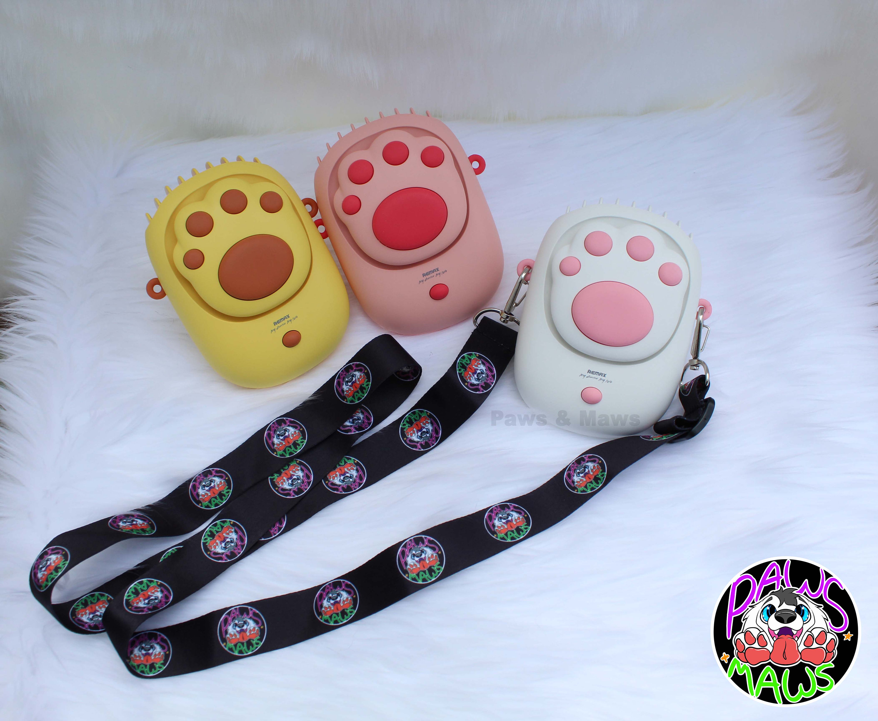 Fursuit Fan Necklace Rechargeable Handsfree Fan Cooling Kitten Paw Print Cute Puppy Convention Personal Air Conditioning