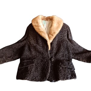 Vintage Persian Lamb Jacket with Fur Collar - 1960s Stroller Coat
