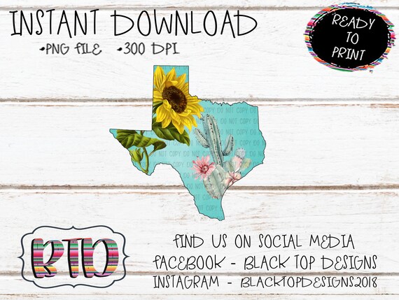 Download Turquoise Texas Cactus Sunflower Svg Png Clipart Etsy