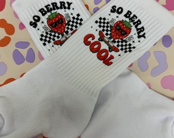 So Berry Skate Socks: Strawberry Skater Athletic Footwear