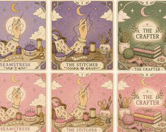 Vintage Craft Tarot Cards Digital Download | Seamstress & Crafter Wall Art Printable