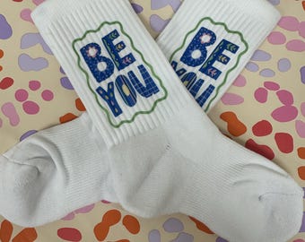 Retro Nursery Illustration Socks – Whimsical Animals, Muted Palette, Unisex Crew Socks