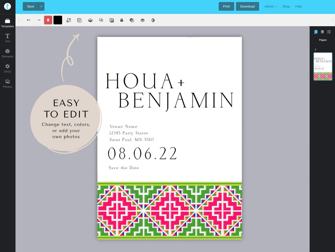 Classic Vibrant Hmong | Wedding Invitation Template, Hmong Wedding ...