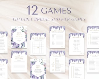 Purple Wisteria / 12 juegos de despedida de soltera, despedida de soltera de la era de la regencia, plantilla editable, Regency Bridgerton, plantilla de descarga digital