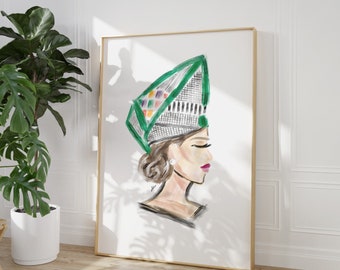Hmong Girl Acrylic Portrait | Wall Art, Asian Girl Art, Hmong Clothes, Simple Hmong Art, Minimal Art, Hmong Wall Art Digital Download
