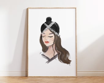 Hmong Girl Acrylic Portrait | Wall Art, Asian Girl Art, Hmong Clothes, Simple Hmong Art, Minimal Art, Hmong Wall Art Digital Download