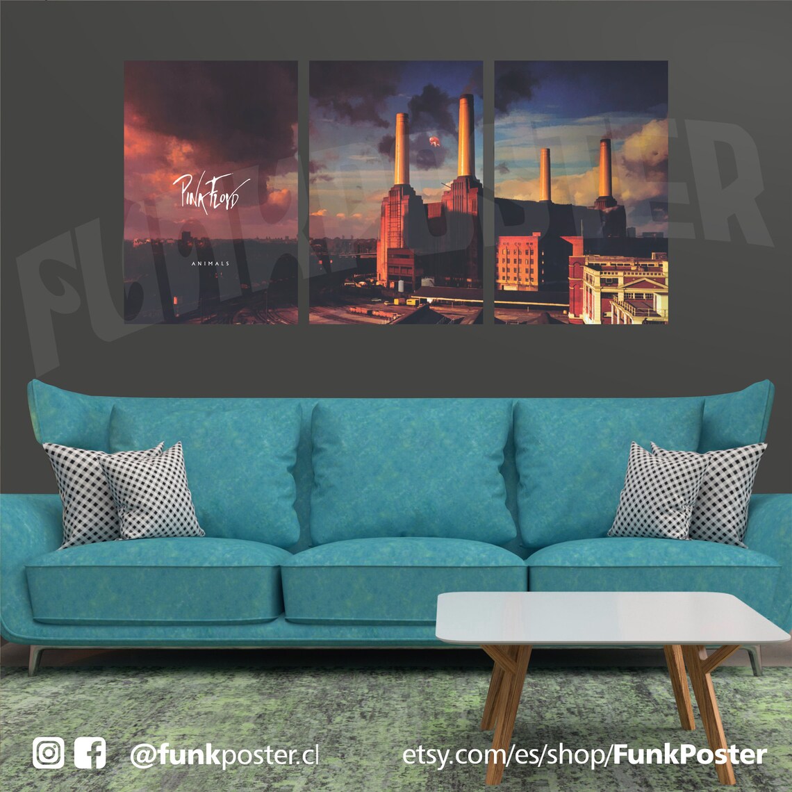 Pink Floyd Animals Poster Set of 3 Prints 3 Piece Printable - Etsy