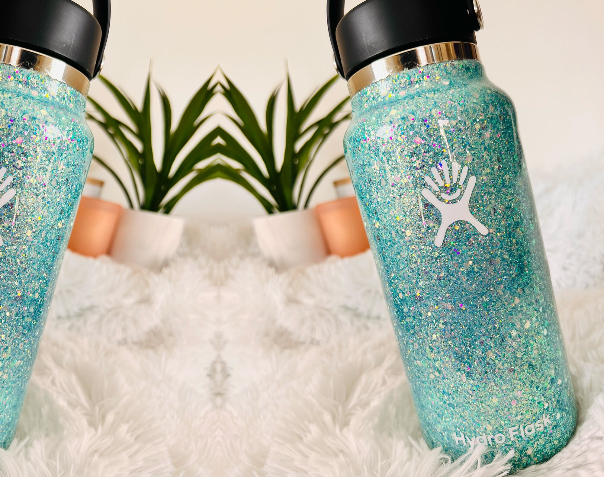 32 oz Light Blue Glitter Hydroflask Light Blue Hydroflask Glitter Water Bottle Custom Hydroflask