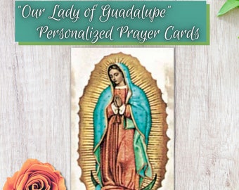 Personalized Laminated Our Lady of Guadalupe Prayer Cards,Prayer Cards for Celebration of Life,Custom Holy Bereavement Keepsakes for Funeral